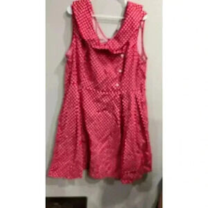 Women's Sleeveless double breasted style red with white polka dot dress Size 4X